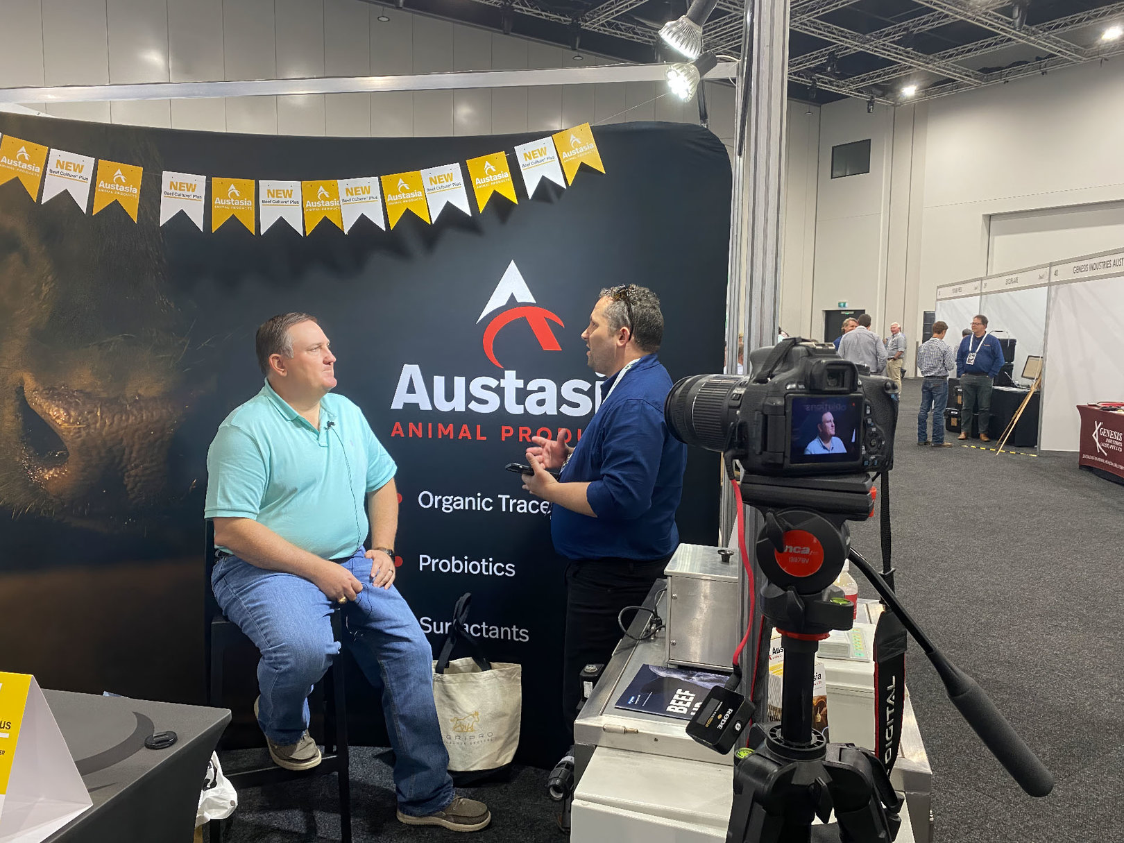 Austasia Animal Products team member is being interviewed at the Austasia BeefEx Stall.